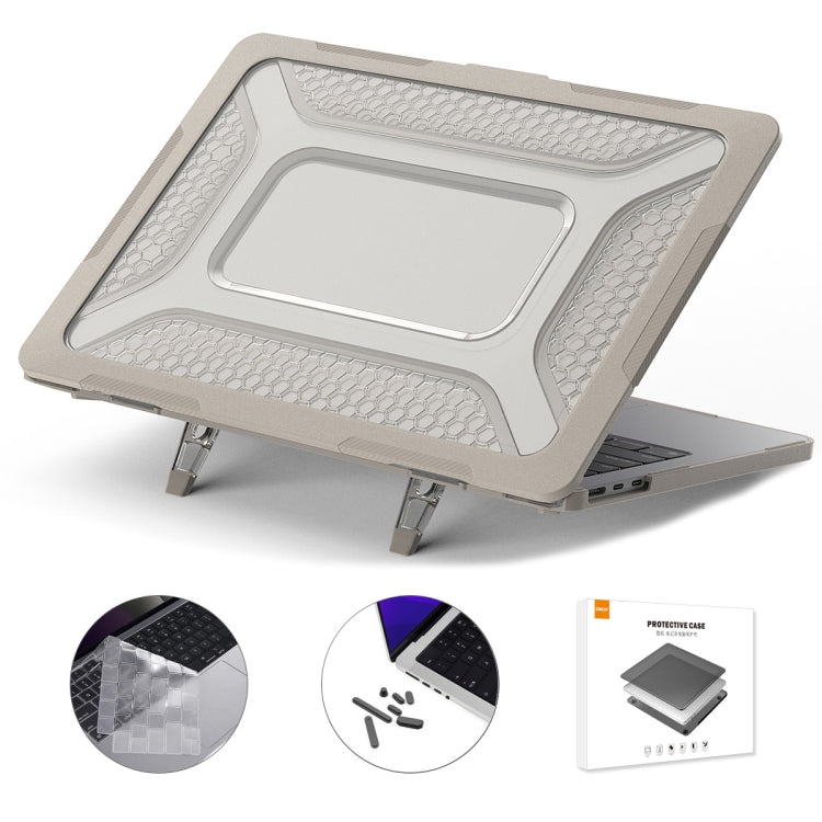 For MacBook Air 13.6 2022/2024  A2681 (M2) / A3113  (M3) ENKAY Hat-Prince 3 in 1 Protective Bracket  Case Cover Hard Shell with TPU Keyboard Film / Anti-dust Plugs, Version:EU(Khaki) - free shipping - PMC TechLife - Order now!
