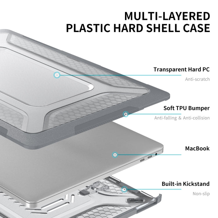For MacBook Pro 16 A2141 ENKAY Hat-Prince 3 in 1 Protective Bracket  Case Cover Hard Shell with TPU Keyboard Film / Anti-dust Plugs, Version:EU(Grey)