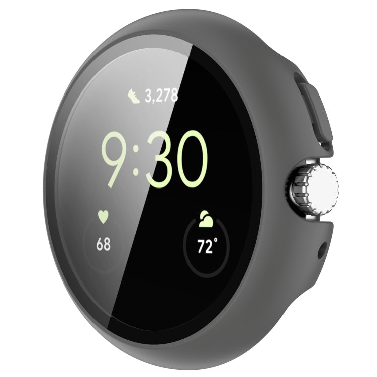 For Google Pixel Watch Tempered Glass Film PC Watch Case(Gray)