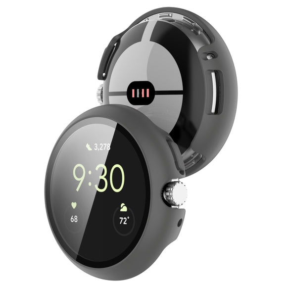 For Google Pixel Watch Tempered Glass Film PC Watch Case(Gray)
