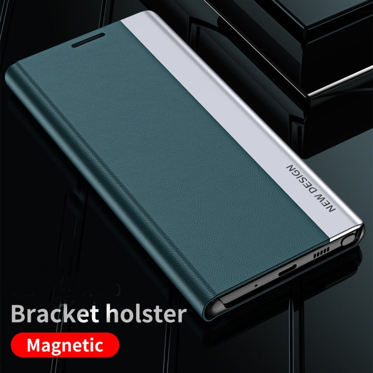 For Samsung Galaxy S23 Ultra 5G Side Electroplated Adsorption Leather Phone Case(Dark Blue) - Galaxy S23 Ultra 5G Cases by PMC TechLife | Online Shopping South Africa | PMC TechLife