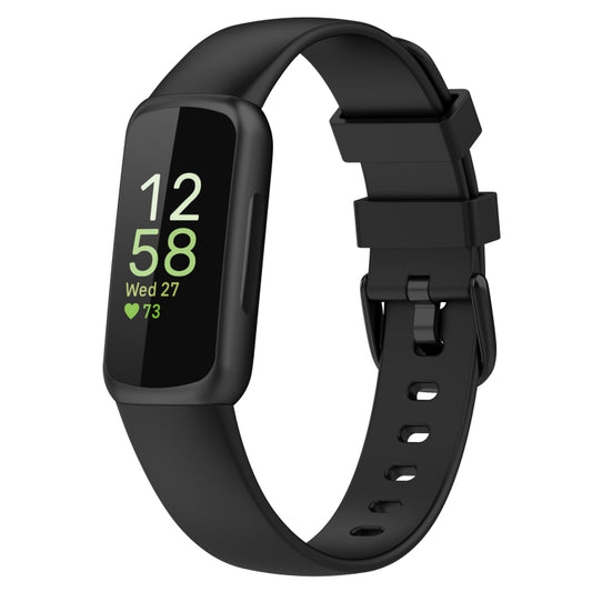 For Fitbit Inspire 3 Solid Color Silicone Watch Band, Size:L(Black) - free shipping - PMC Jewellery - Order now!