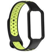 For Amazfit Band 7 Loop Two-Color Breathable Silicone Watch Band(Black+Lime)