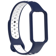 For Amazfit Band 7 Loop Two-Color Breathable Silicone Watch Band(Blue+White)
