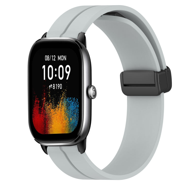 For Amazfit GTS 4 20mm Solid Color Magnetic Clasp Silicone Watch Band(Grey) - free shipping - PMC TechLife - Order now!