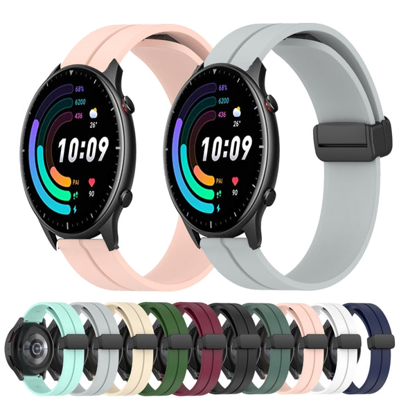 For Amazfit GTS 2 20mm Solid Color Magnetic Clasp Silicone Watch Band(Black)