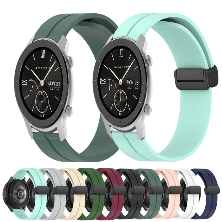 For Amazfit GTR 42mm 20mm Solid Color Magnetic Clasp Silicone Watch Band(Beige)