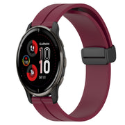 Compatible with Garmin Venu 2 Plus 20mm Solid Color Magnetic Clasp Silicone Watch Band(Wine Red)