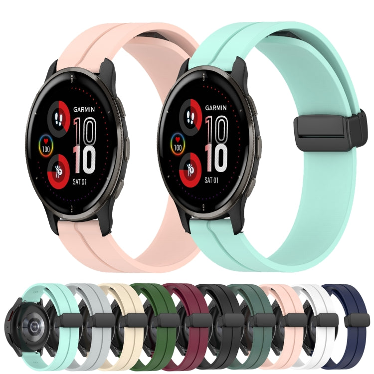 Compatible with Garmin Venu 2 Plus 20mm Solid Color Magnetic Clasp Silicone Watch Band(Black) - free shipping - PMC TechLife - Order now!