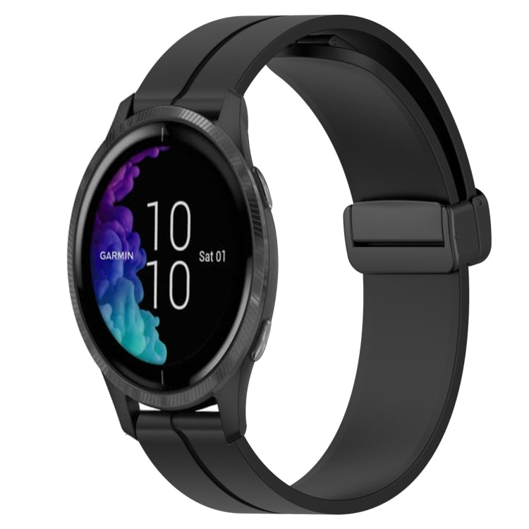 Compatible with Garmin Venu 20mm Solid Color Magnetic Clasp Silicone Watch Band(Black) - free shipping - PMC TechLife - Order now!