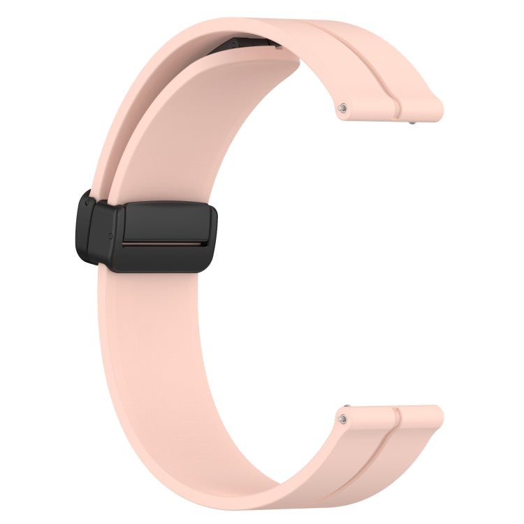 Compatible with Garmin Venu Sq 2 Music 20mm Solid Color Magnetic Clasp Silicone Watch Band(Pink)