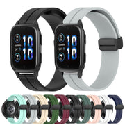 Compatible with Garmin Venu Sq 2 Music 20mm Solid Color Magnetic Clasp Silicone Watch Band(Pink)