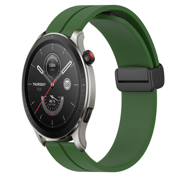 For Amazfit GTR 4 22mm Solid Color Magnetic Clasp Silicone Watch Band(Army Green) - free shipping - PMC TechLife - Order now!