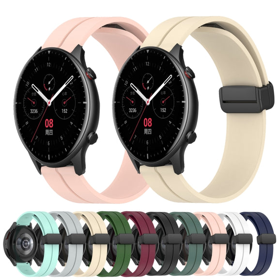 For Amazfit GTR 4 22mm Solid Color Magnetic Clasp Silicone Watch Band(Grey)