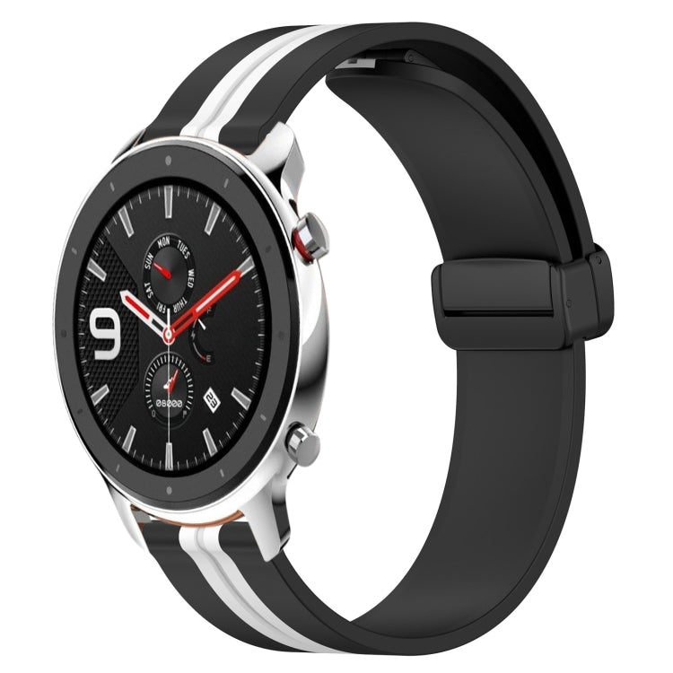 For Amazfit GTR 4 22mm Folding Magnetic Clasp Silicone Watch Band(Black+White) - free shipping - PMC TechLife - Order now!