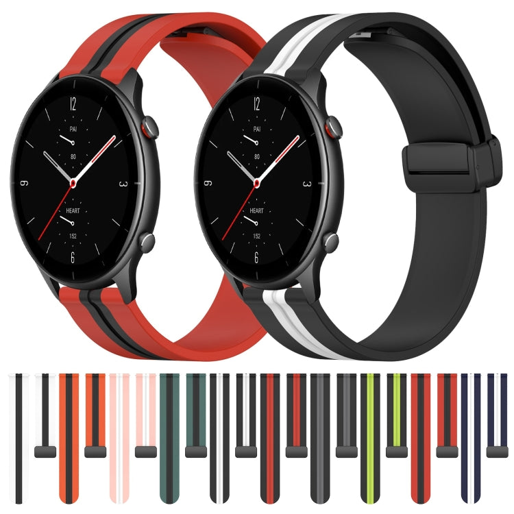 For Amazfit GTR 2e 22mm Folding Magnetic Clasp Silicone Watch Band(Black+Grey) - free shipping - PMC TechLife - Order now!
