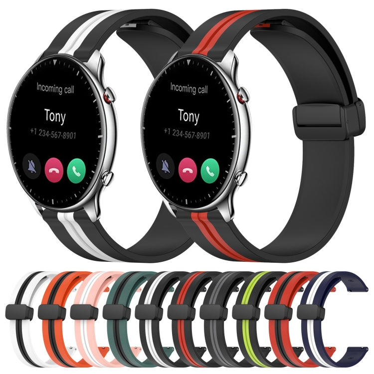 For Amazfit GTR 2 22mm Folding Magnetic Clasp Silicone Watch Band(Red+Black) - free shipping - PMC TechLife - Order now!