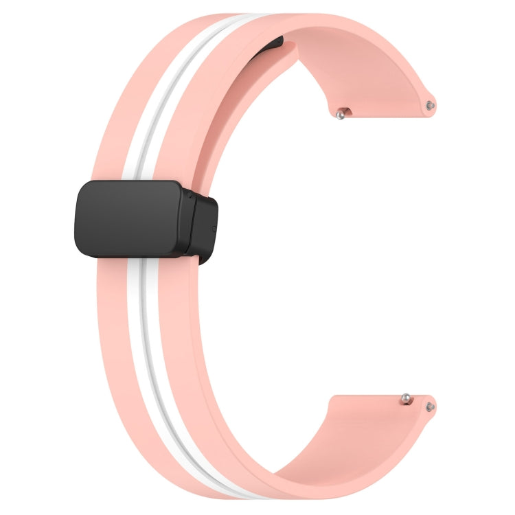 For Amazfit GTR 47mm 22mm Folding Magnetic Clasp Silicone Watch Band(Pink+White) - free shipping - PMC TechLife - Order now!