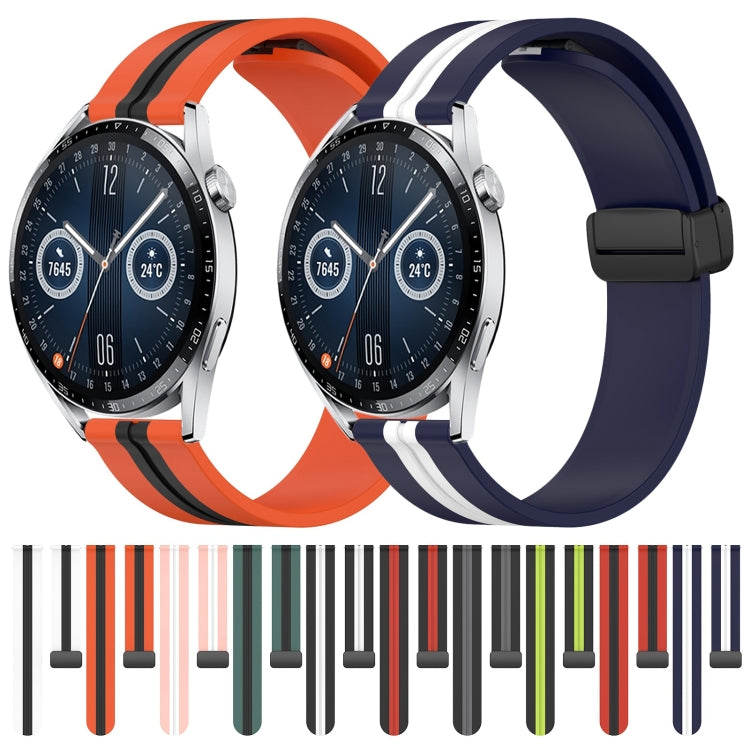 For Huawei Watch GT3 46mm 22mm Folding Magnetic Clasp Silicone Watch Band(Black+Red) - free shipping - PMC TechLife - Order now!
