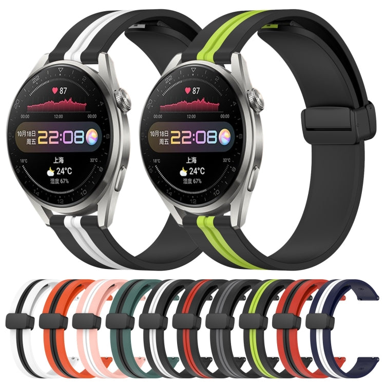 For Huawei Watch 3 Pro 22mm Folding Magnetic Clasp Silicone Watch Band(Black+Red)