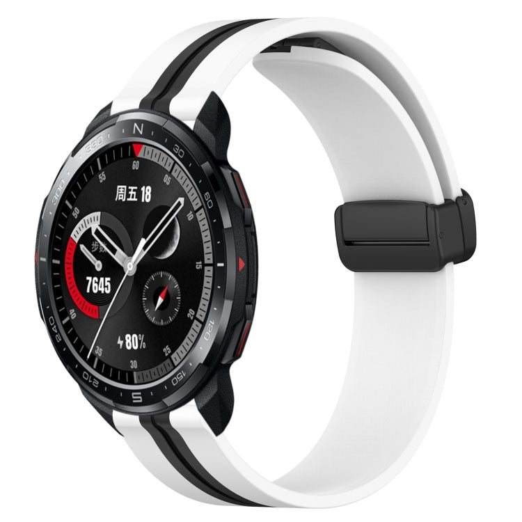 For Honor Watch GS Pro 22mm Folding Magnetic Clasp Silicone Watch Band(White+Black) - free shipping - PMC TechLife - Order now!