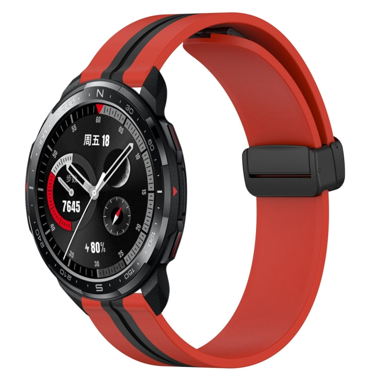 For Honor Watch GS Pro 22mm Folding Magnetic Clasp Silicone Watch Band(Red+Black) - free shipping - PMC TechLife - Order now!