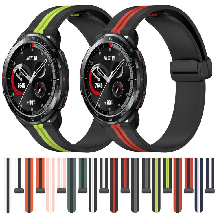 For Honor Watch GS Pro 22mm Folding Magnetic Clasp Silicone Watch Band(White+Black) - free shipping - PMC TechLife - Order now!