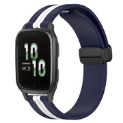 Compatible with Garmin Compatible witherunner Sq2 20mm Folding Magnetic Clasp Silicone Watch Band(Midnight Blue + White)
