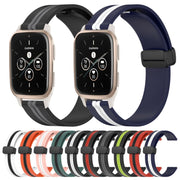 Compatible with Garmin Compatible witherunner Sq2 Music 20mm Folding Magnetic Clasp Silicone Watch Band(Olive Green + Black)