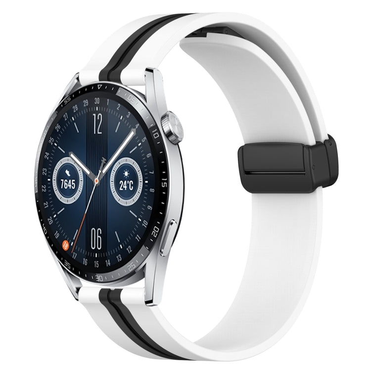 For Huawei Watch GT3 42mm 20mm Folding Magnetic Clasp Silicone Watch Band(White+Black) - free shipping - PMC TechLife - Order now!