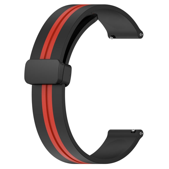 For Amazfit GTS 2 Mini 20mm Folding Magnetic Clasp Silicone Watch Band(Black+Red)