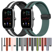 For Amazfit GTS 2 Mini 20mm Folding Magnetic Clasp Silicone Watch Band(White+Black)