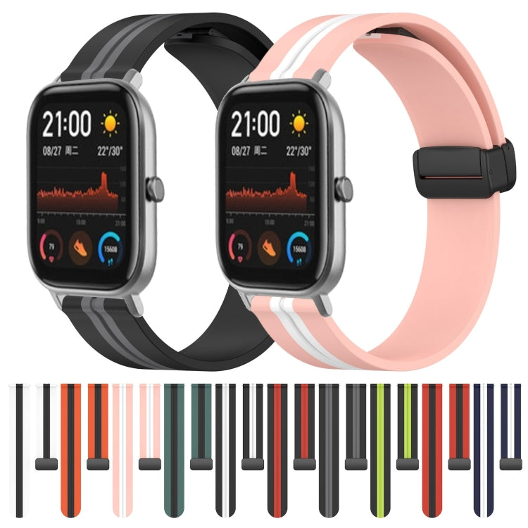 For Amazfit GTS 20mm Folding Magnetic Clasp Silicone Watch Band(Black+Red) - free shipping - PMC TechLife - Order now!