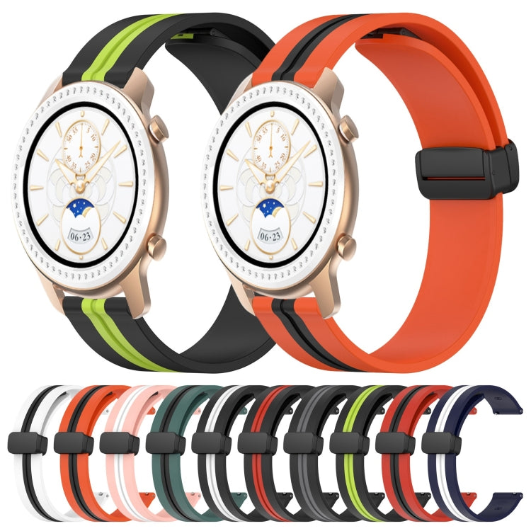 For Amazfit GTR 42mm 20mm Folding Magnetic Clasp Silicone Watch Band(White+Black) - free shipping - PMC TechLife - Order now!