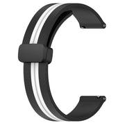 For Amazfit Pop 20mm Folding Magnetic Clasp Silicone Watch Band(Black+White)