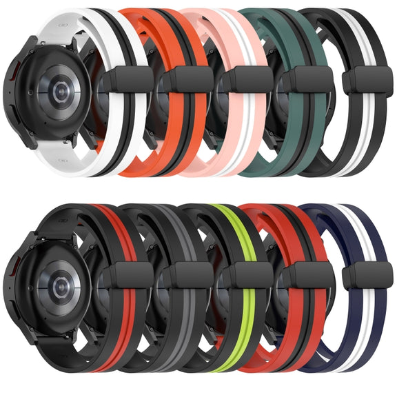 For Amazfit Pop 20mm Folding Magnetic Clasp Silicone Watch Band(Black+White)
