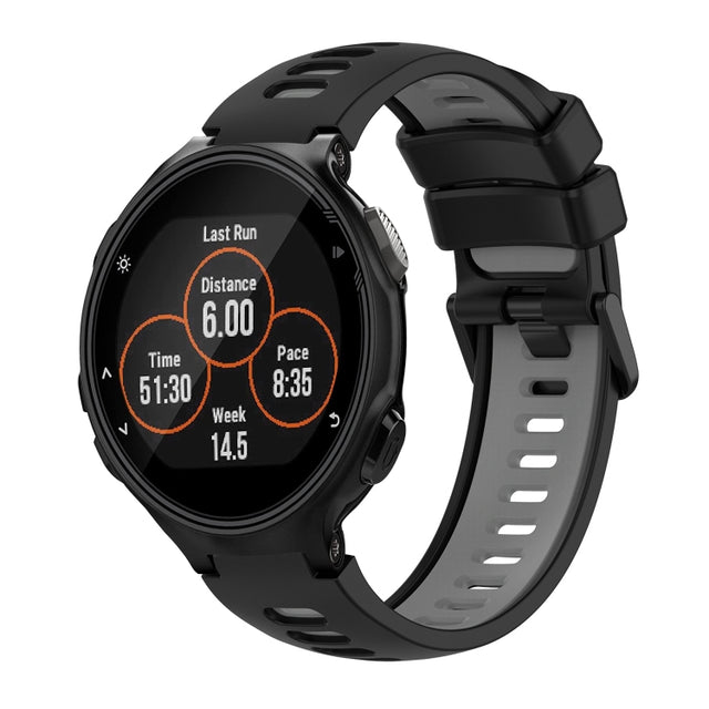 Compatible with Garmin Compatible witherunner 735 / 735XT Two-Color Silicone Watch Band(Black+Grey)