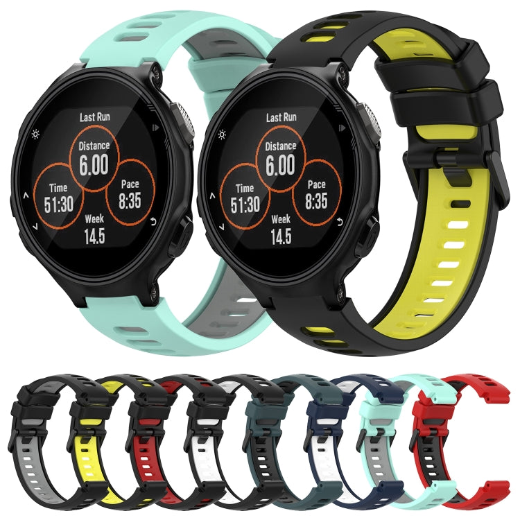 Compatible with Garmin Compatible witherunner 735 / 735XT Two-Color Silicone Watch Band(Black+Grey)