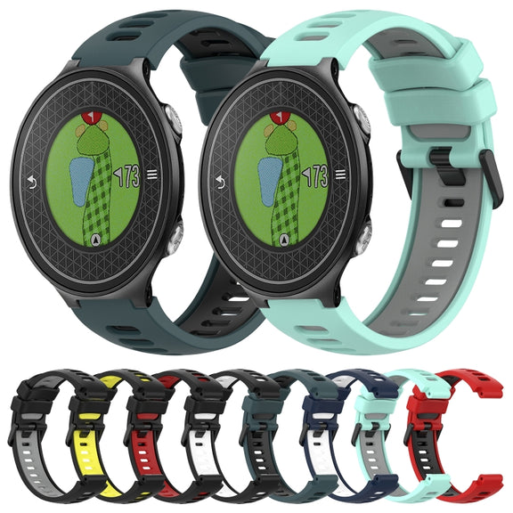 Compatible with Garmin Approach S6 Two-Color Silicone Watch Band(Black+Grey)
