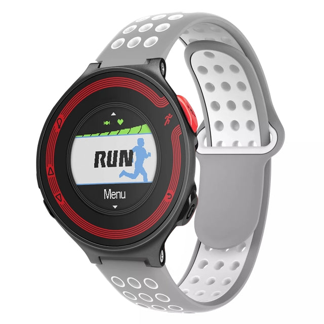 For Garmin Forerunner 220 Two-Color Punched Breathable Silicone Watch Band(Grey+White)