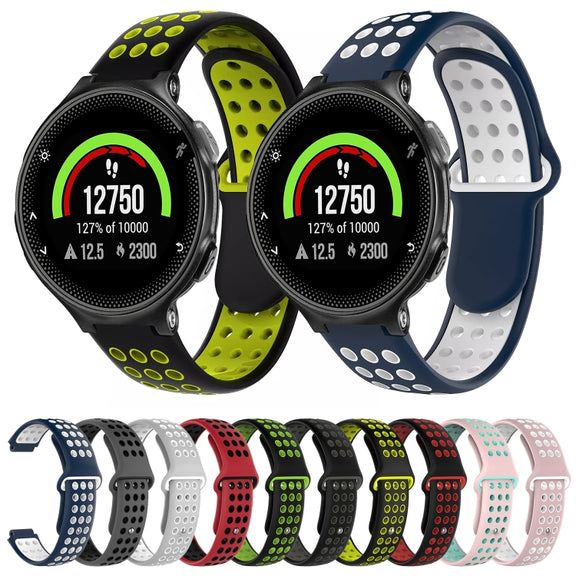 For Garmin Forerunner 235 Two-Color Punched Breathable Silicone Watch Band(Grey+Black)