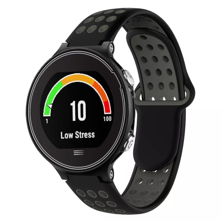 For Garmin Forerunner 630 Two-Color Punched Breathable Silicone Watch Band(Black+Grey) - free shipping - PMC TechLife - Order now!