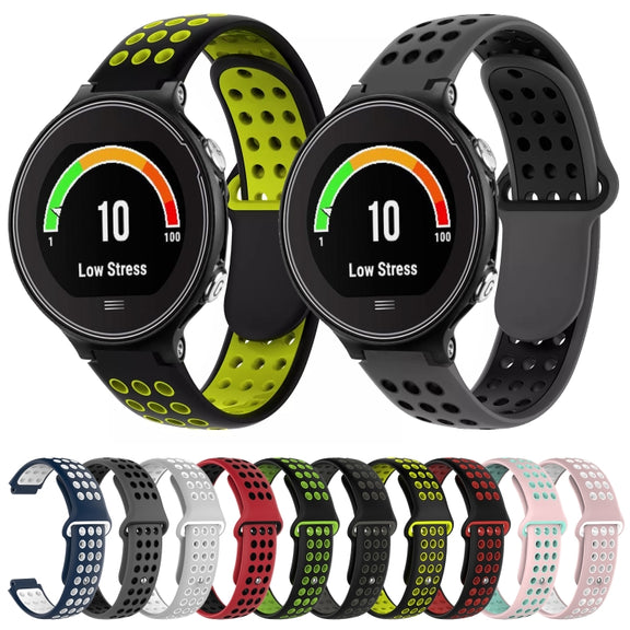 For Garmin Forerunner 630 Two-Color Punched Breathable Silicone Watch Band(Black+Grey)