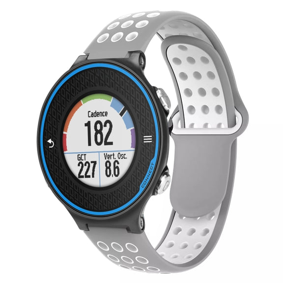 For Garmin Forerunner 620 Two-Color Punched Breathable Silicone Watch Band(Grey+White)
