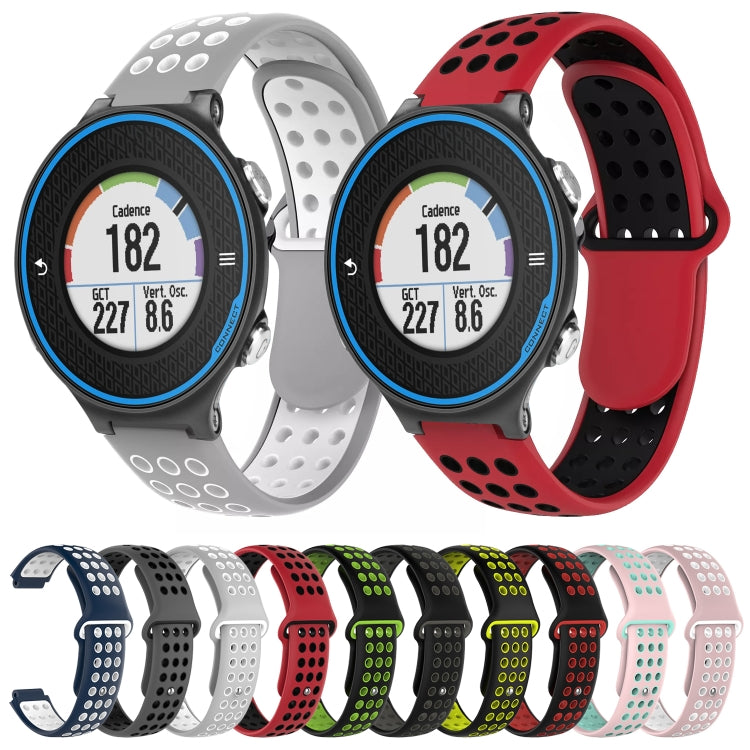 For Garmin Forerunner 620 Two-Color Punched Breathable Silicone Watch Band(Grey+White)