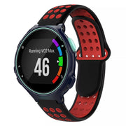 For Garmin Forerunner 735 / 735XT Two-Color Punched Breathable Silicone Watch Band(Black+Red)