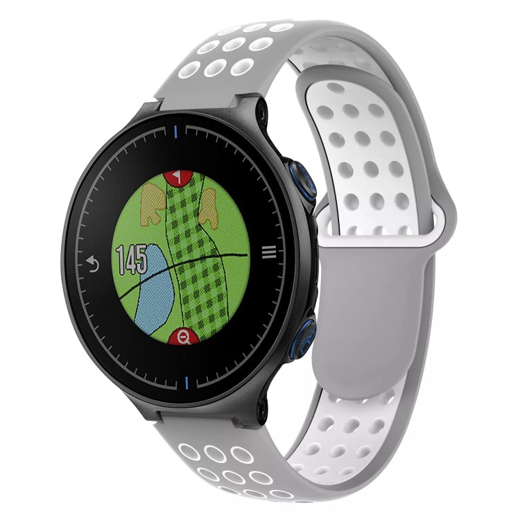 For Garmin Approach S5 Two-Color Punched Breathable Silicone Watch Band(Grey+White) - free shipping - PMC TechLife - Order now!