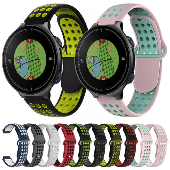 For Garmin Approach S5 Two-Color Punched Breathable Silicone Watch Band(Grey+White)
