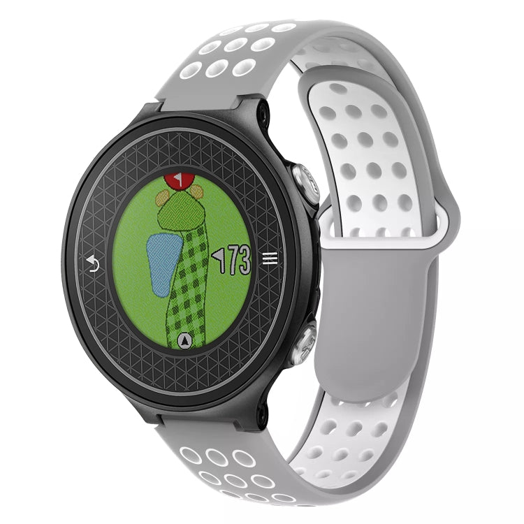 For Garmin Approach S6 Two-Color Punched Breathable Silicone Watch Band(Grey+White) - free shipping - PMC TechLife - Order now!