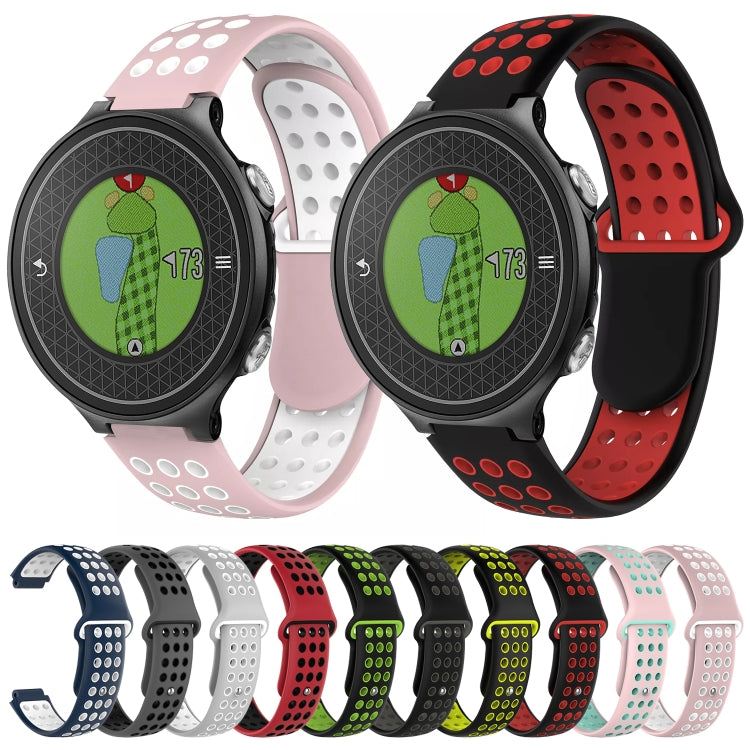 For Garmin Approach S6 Two-Color Punched Breathable Silicone Watch Band(Grey+White)
